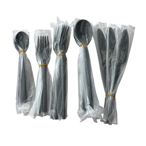 Carlos Santana Black Flatware Set 20-Piece Set Service for 4 Matte Silverware - Picture 5 of 5